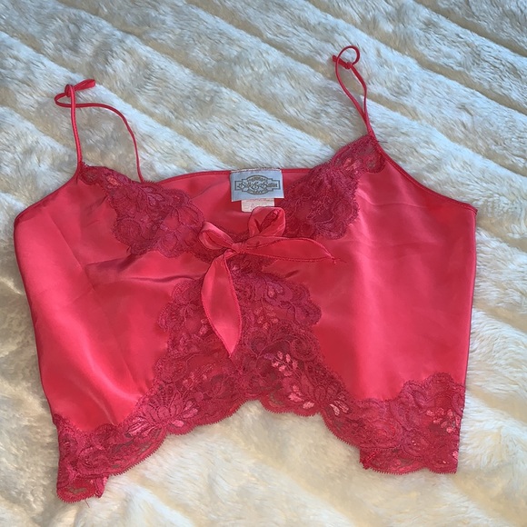 Silk & Satin Sexy orange apricot Lacey bow camisole top size medium - Picture 9 of 10